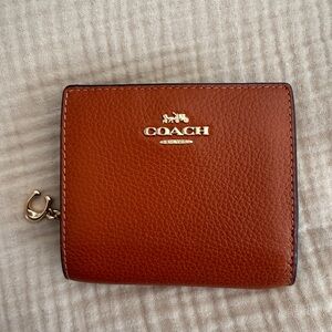 Coach Tan Leather Card Holder with Coin Pocket